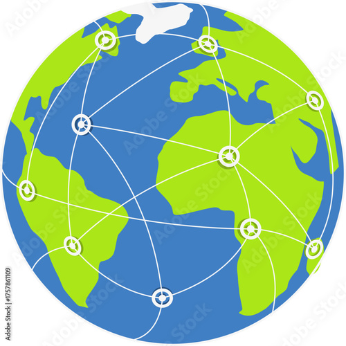 Global Network Connection Around the World