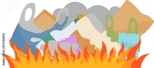 Illustration of Discarded Trash and Plastic Waste