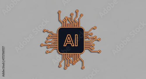 Artificial intelligence chip with intricate circuit design, symbolizing advanced technology, machine learning, and the future of computing, isolated on a neutral background