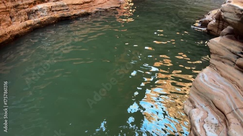 hiking trail to kermits pool at hancock gorge in Karijini national park, a popular travel destination in the Pilbara of outback Western Australia.