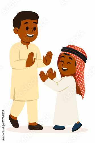 Brother and Sibling in Cultural Outfits Vector