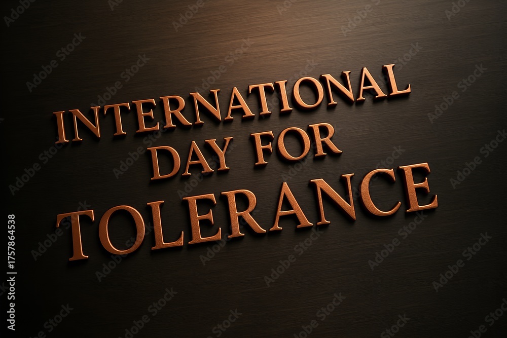 Obraz premium International day for tolerance bronze letters on a brown background