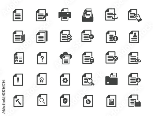 Set of Document Icons. Solid icon series