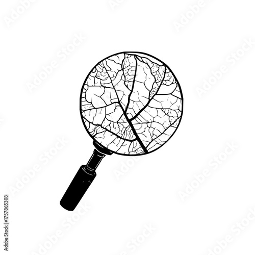 Uncover the secrets hidden within a leaf with this magnifying glass illustration, a world of nature awaits you