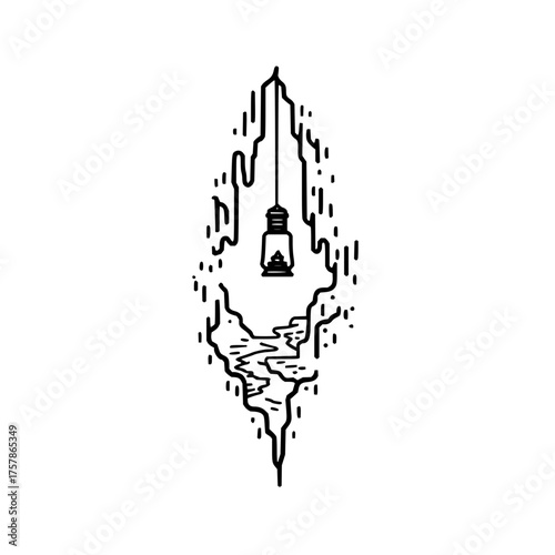 Let your imagination run wild with this captivating illustration of a lantern in a mysterious cave scene