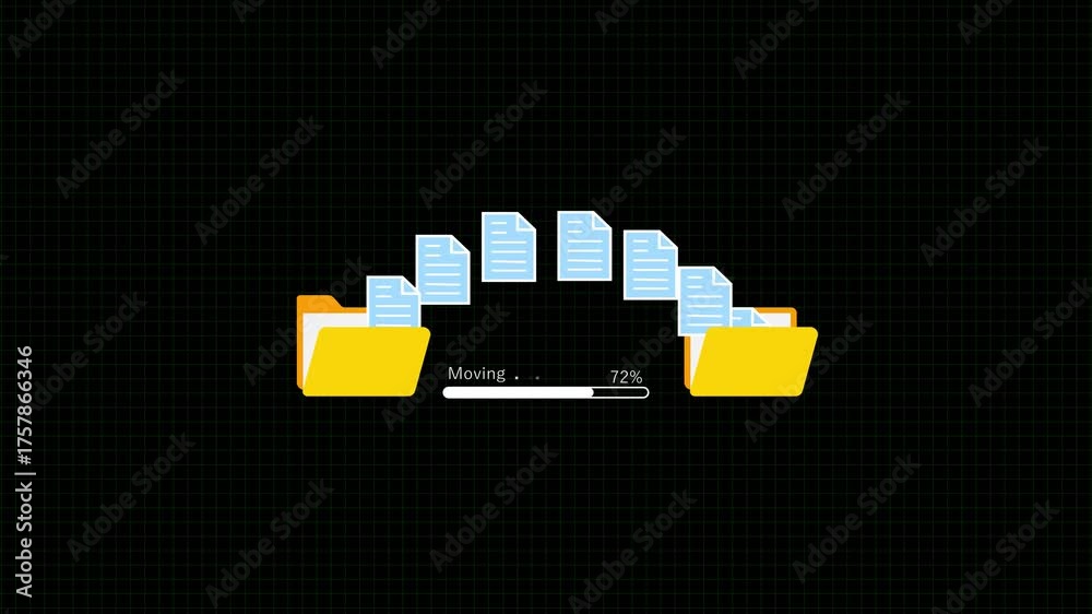 Fast file transfer animation showing rapid data movement from one ...
