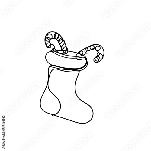 continuous line drawing Christmas stockings