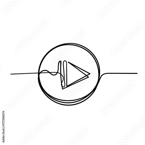 continuous line drawing play button icon