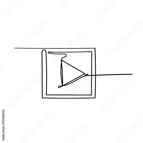 continuous line drawing play button icon
