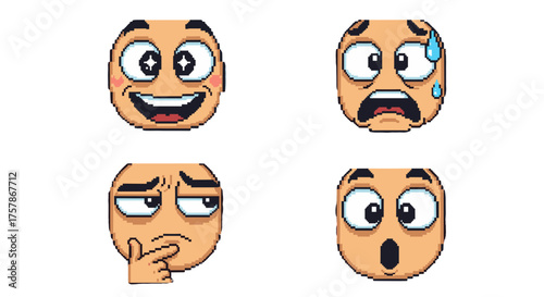 Collection of cartoon emoji faces showing different emotions