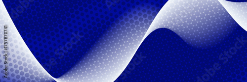 Flowing dark blue curve shape with soft gradient vector abstract background, relaxing and tranquil art, can illustrate health medical or sound of music.
