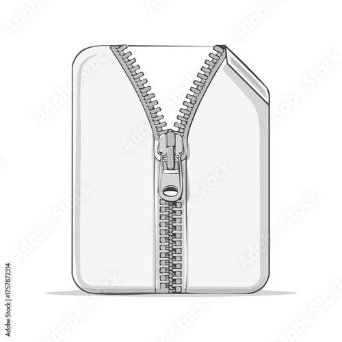 Conceptual white data file secured with a partially open zipper illustration