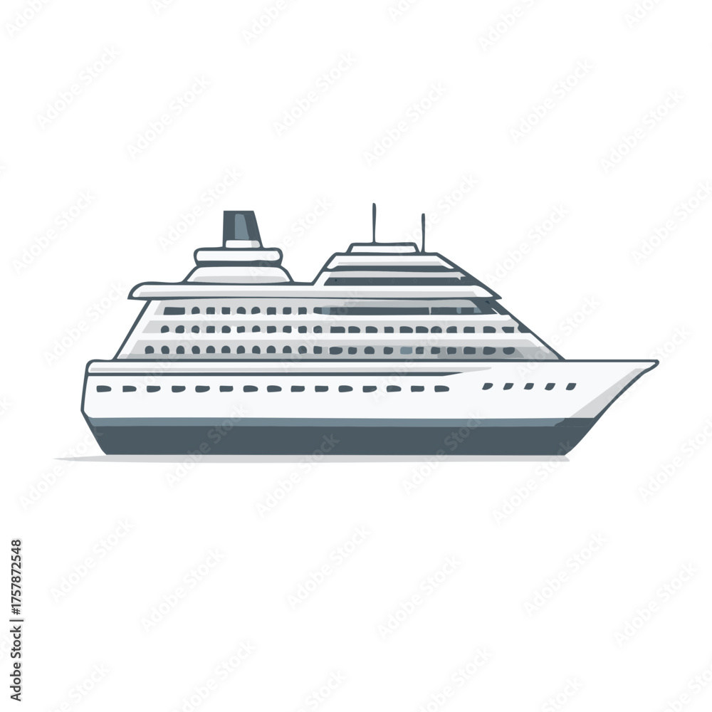 Obraz premium Cartoon Cruise Ship Illustration: Ocean Liner Travel Icon