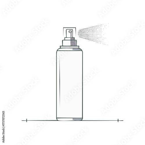 Aerosol spray can outline with misting effect, for graphic, vector, or icon design element with line art drawing, packaging or hygiene concept