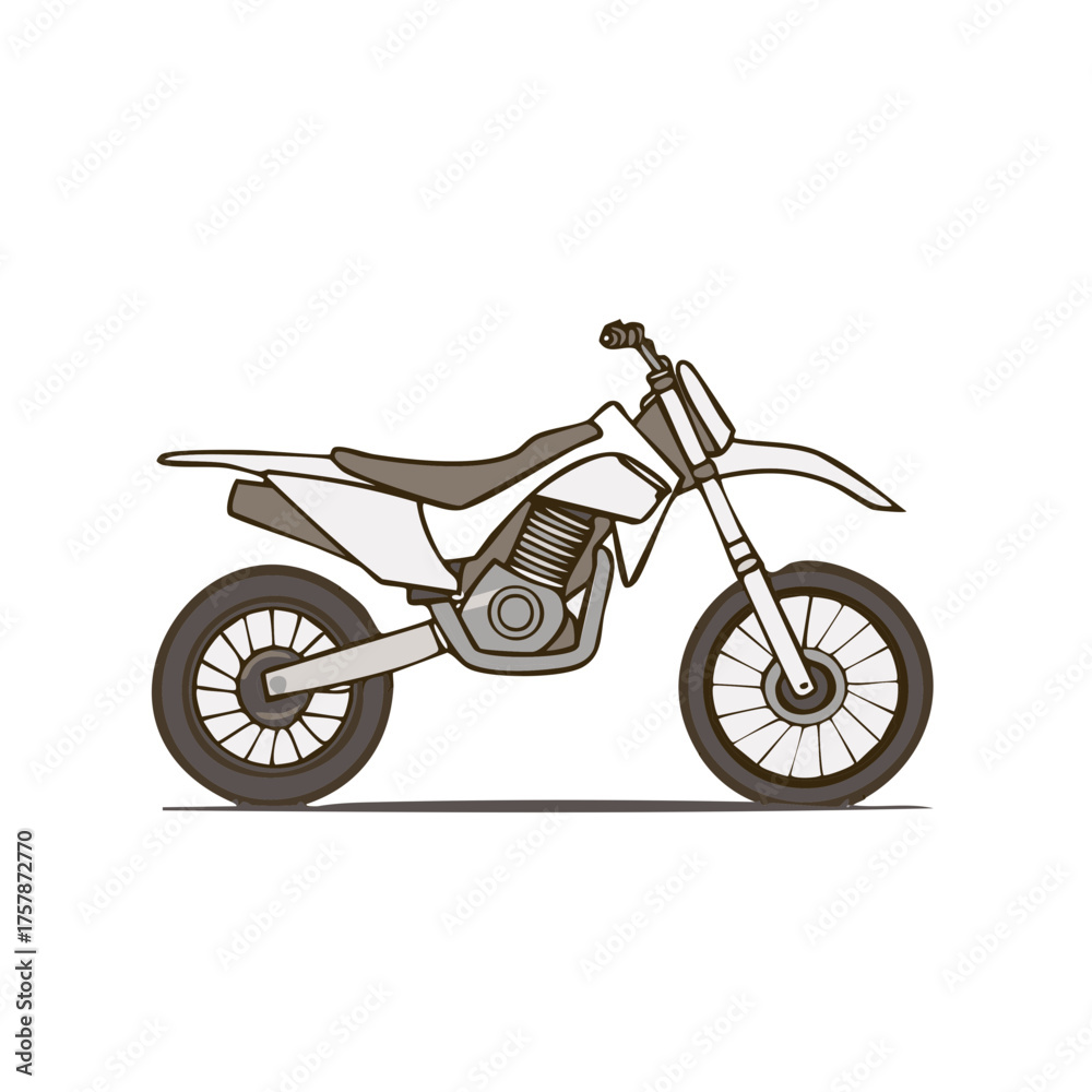 Fototapeta premium Illustration of a dirt bike in a side view isolated on a white background