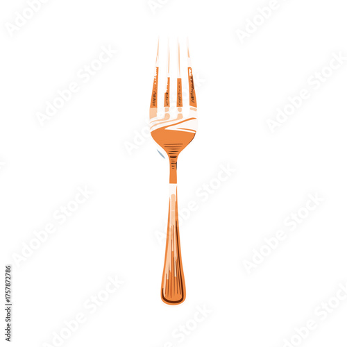 Illustration of a copper colored fork against a white background
