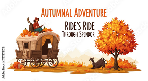 Autumnal Adventure A Journey Through Splendor in a Cozy Wagon with Fall Scenery