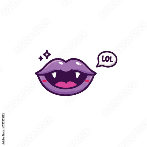 Vampire lips lol cartoon speech bubble sparkle elements vector