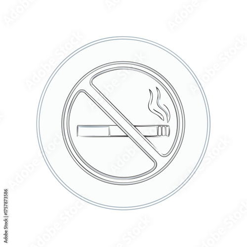 Stop smoking sign concept with cigarette sketch style, no smoking symbols illustration