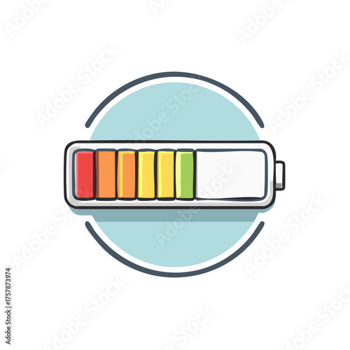 Battery Indicator with Color Segments Energy Status Level Graphic