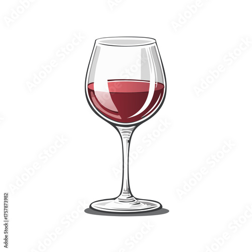 Elegant wine glass with red wine vector illustration, isolated object for restaurant concept and celebrations