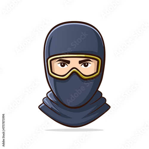 Mysterious Figure in Mask and Goggles Ready for Action or Adventure