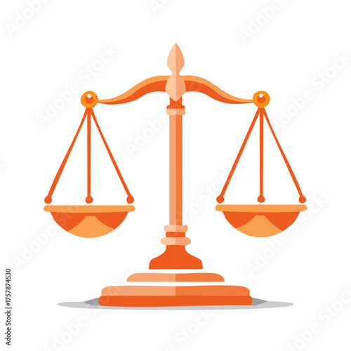 Illustration of a Balance Scale for Justice Law and Legal Matters  orange scales of justice depict fairness and court