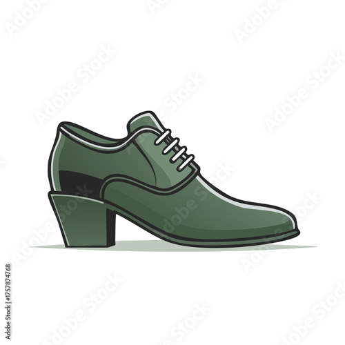 Elegant Olive Green Heeled Dress Shoe with Laces for Sophisticated Style and Formal Occasions, Fashionable Footwear Icon