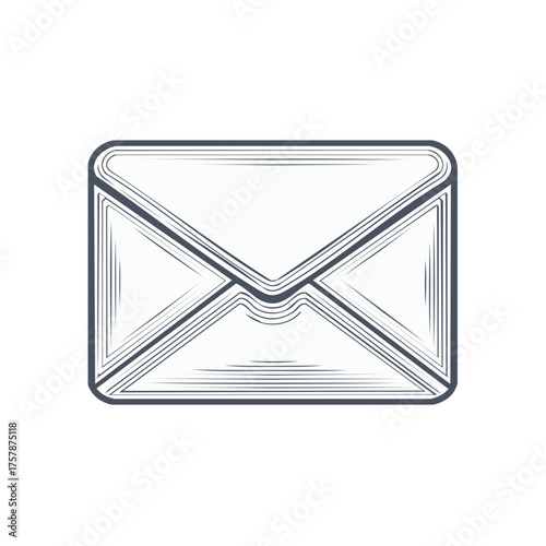 Classic envelope illustration with etched lines communication delivery and postal service concept