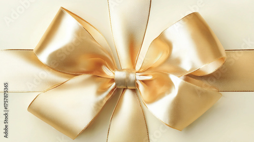 Magnificent Highly Reflective Satin Gold Ribbon Bow Tie, Generative AI