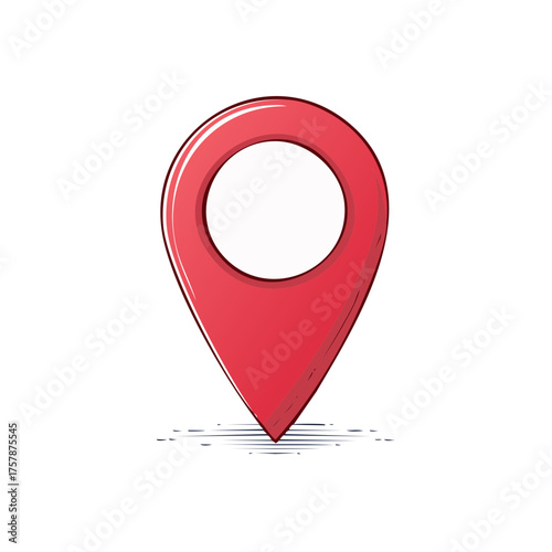 Red location pin icon vector illustration, isolated on white background.