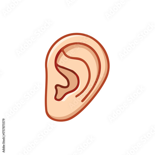 Human Ear Illustration Featuring Anatomy and Hearing Organ Depiction