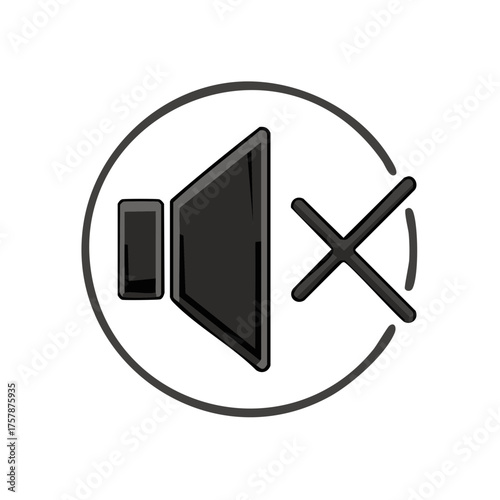 Mute Icon with Speaker Symbol and Cross Sign for Silent Mode