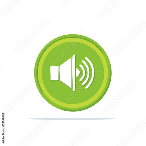 Bright Green Speaker Icon with Sound Waves Signal
