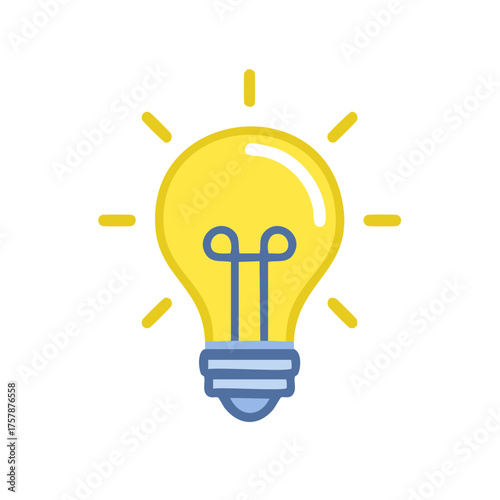 Stylized Glowing Lightbulb Representing an Idea or Solution on a White Background