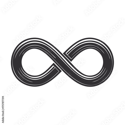 Infinity Symbol Graphic Representation of Eternal Loops and Timelessness in Black and White