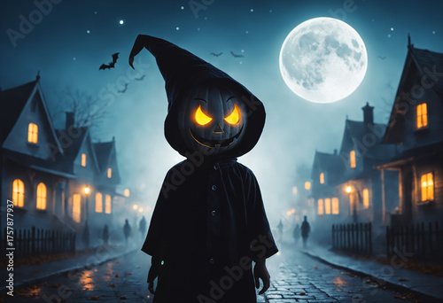 child in pumpkin costume on...