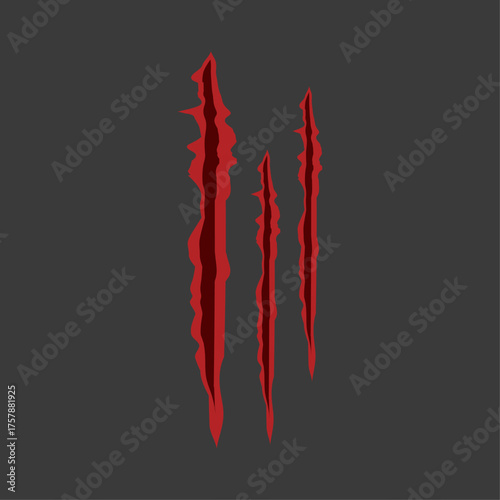 Realistic bloody claw marks vector illustration isolated on a dark background for design