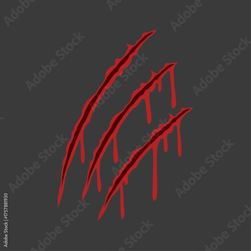 Terrifying bloody claw marks from a wild beast attack, vector illustration for Halloween horror design