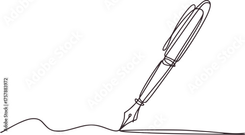 Elegant fountain pen drawing flowing ink line writing calligraphy