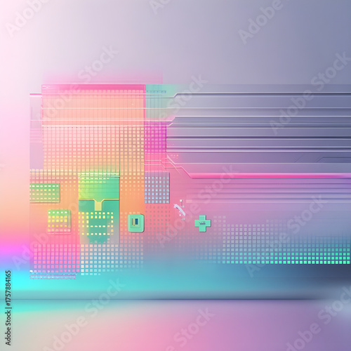 Pastel Abstract Digital Background with Gaming Elements