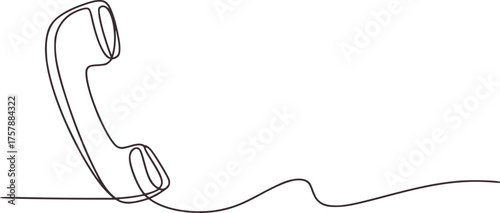 Minimalist continuous line drawing of a telephone receiver handset communication