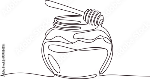 Minimalist line drawing of a honey jar with dipper food