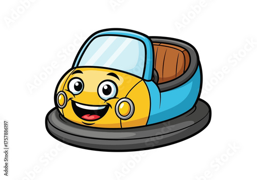 Cartoon bumper car illustration smiling face design