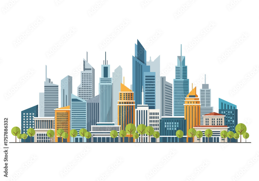Obraz premium City skyline illustration representing urban development and architecture