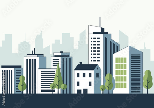 City skyline illustration urban landscape modern buildings abstract design