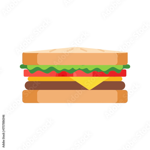 Close up of a prepared sandwich with various ingredients