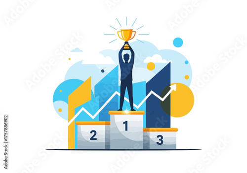 Modern workspace interior design computer and desk illustration