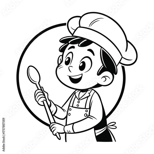 Joyful Cook In Classic Attire
