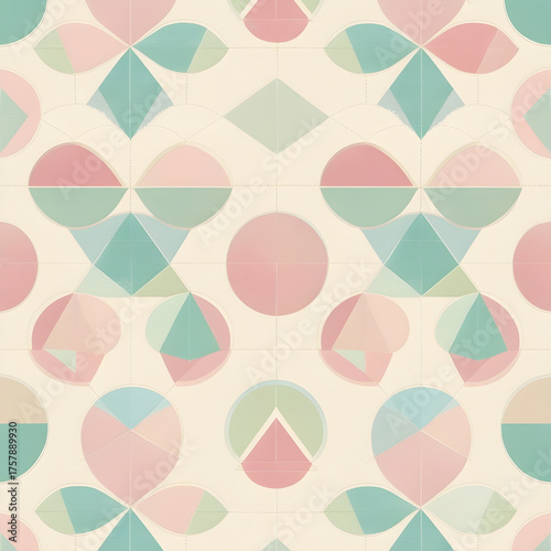 Seamless Quilt Geometric Pattern in Soft Pastel Colors